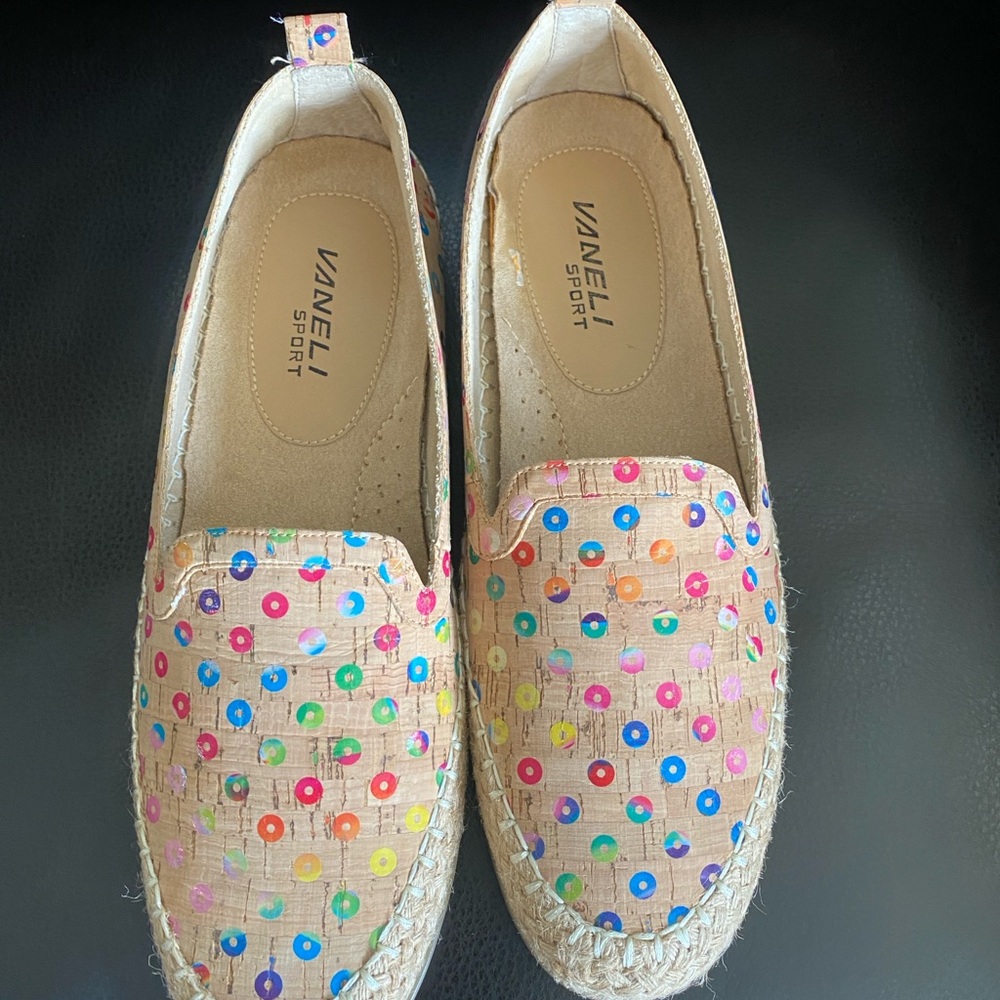 Vaneli Pastel Polka Dot Espadrilles with Canvas